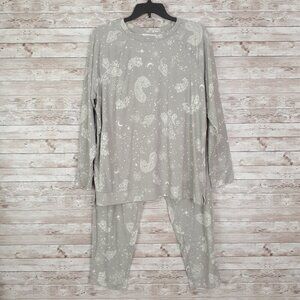 Isaac Mizrahi Live Womens Pajama Set Pj XL Gray Long Sleeve Paisley NWOT 315